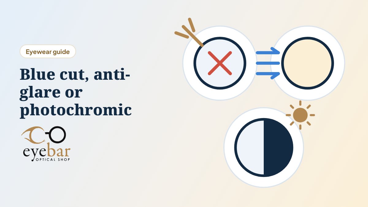 Illustration for the guide: Blue cut, anti-glare or photochromic: which lens coating do you need?