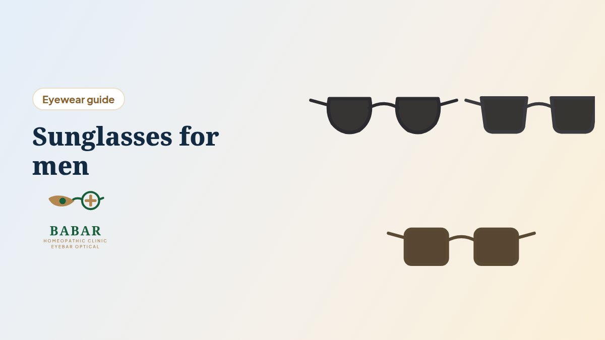 Illustration for the guide: Sunglasses for men: shapes, lens colours and UV protection